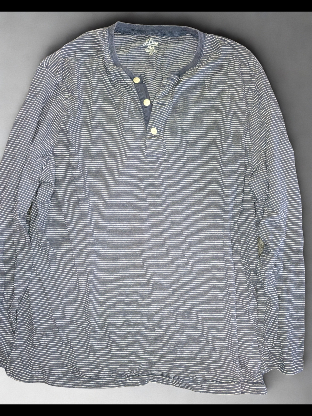 J. Crew Navy and White Striped Long-Sleeve Henley